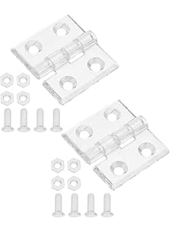 Acrylic Hinges 30x35mm Clear 2Pcs With Screws Nuts For Jewelry Wooden Box Cabinet - Image 1