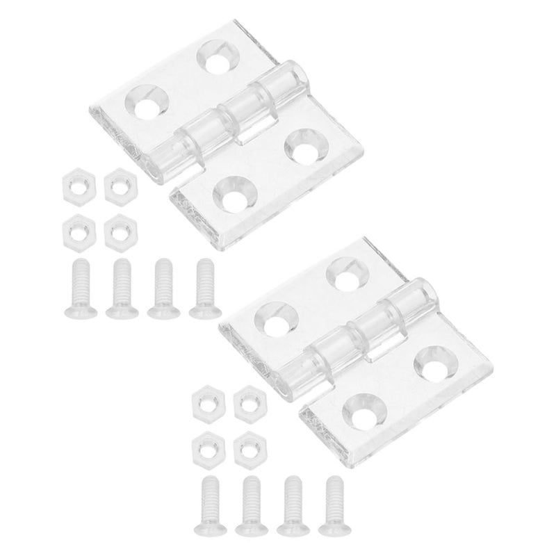 Acrylic Hinges 30x35mm Clear 2Pcs With Screws Nuts For Jewelry Wooden Box Cabinet - Image 2