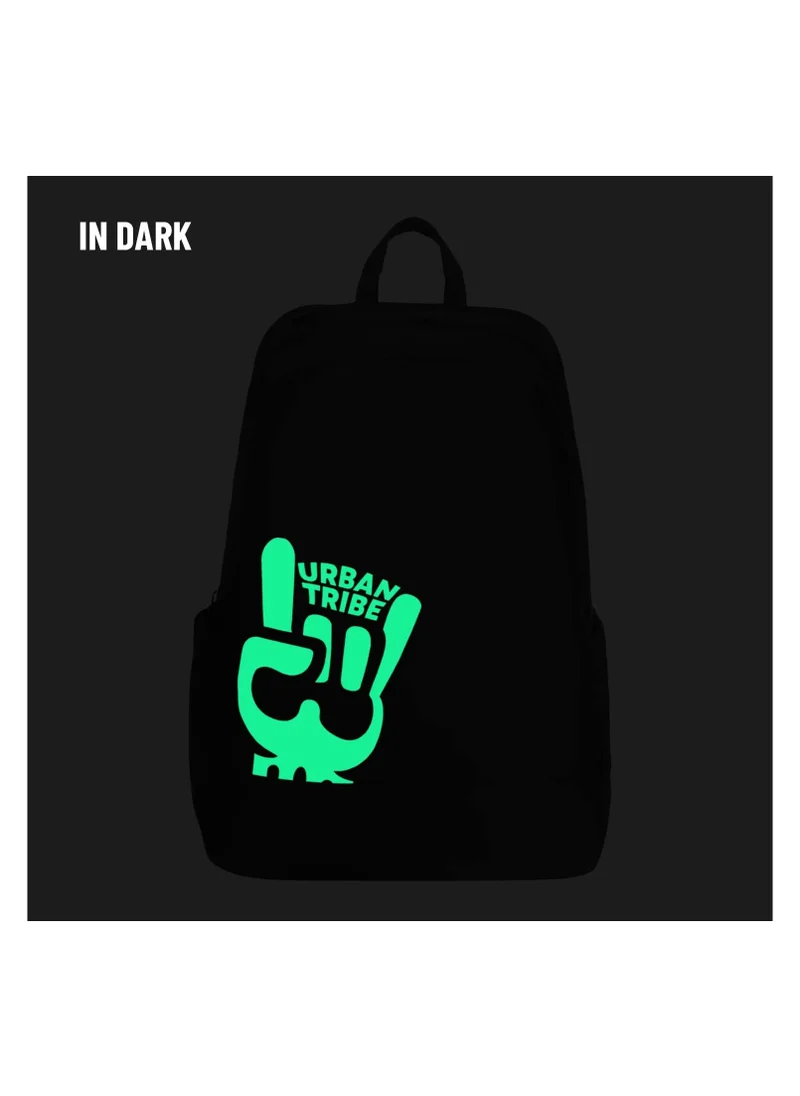 إربان ترايب URBAN TRIBE Night Rider 15.6 Inch Laptop Backpack for Men & Women | 23 L Smart Black Casual Backpack | Glow In Dark Multi Pocket & Water Repellent, Black, M, Waltz