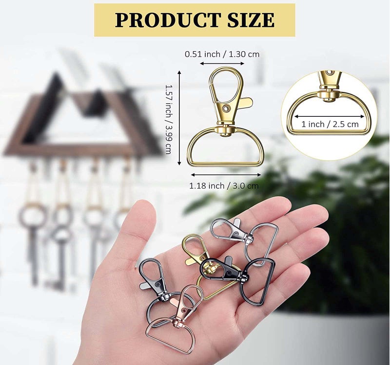 DIY Crafts (1"inch) (10 Sets 3x10, Silver) 1"inch Round Swivel Snap Hooks and Round Rings, Metal Swivel Lanyard Snap Round Hook, Slide Buckle for Bags, Wallets, Luggage Supplies - Image 5