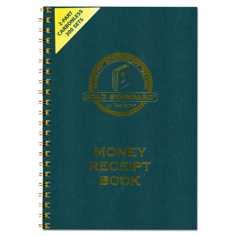 Rediform gold standard money receipt book twopart carbonless 7 x 275 4 formssheet 300 forms total