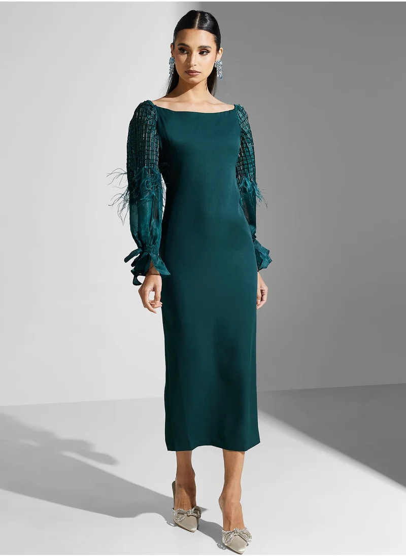 Threadz by Ajooni Balloon Sleeve Knitted Dress