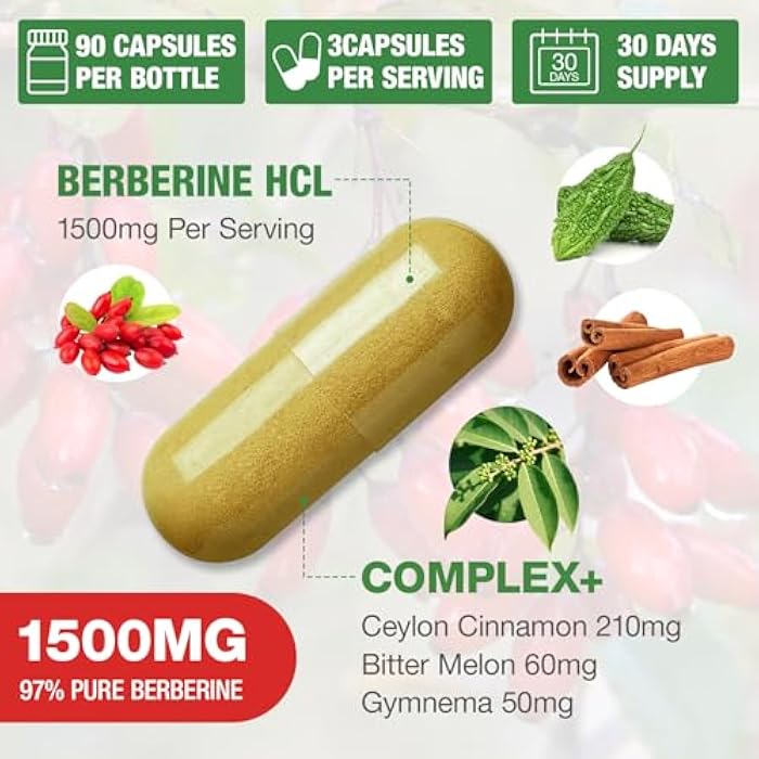 CHANUBITO Berberine Supplement 1500mg - Premium Berberine HCl 97% Purity Plus Pure Ceylon Cinnamon, High Potency Berberine for Men Women Supports Immune System Non-GMO - Image 2