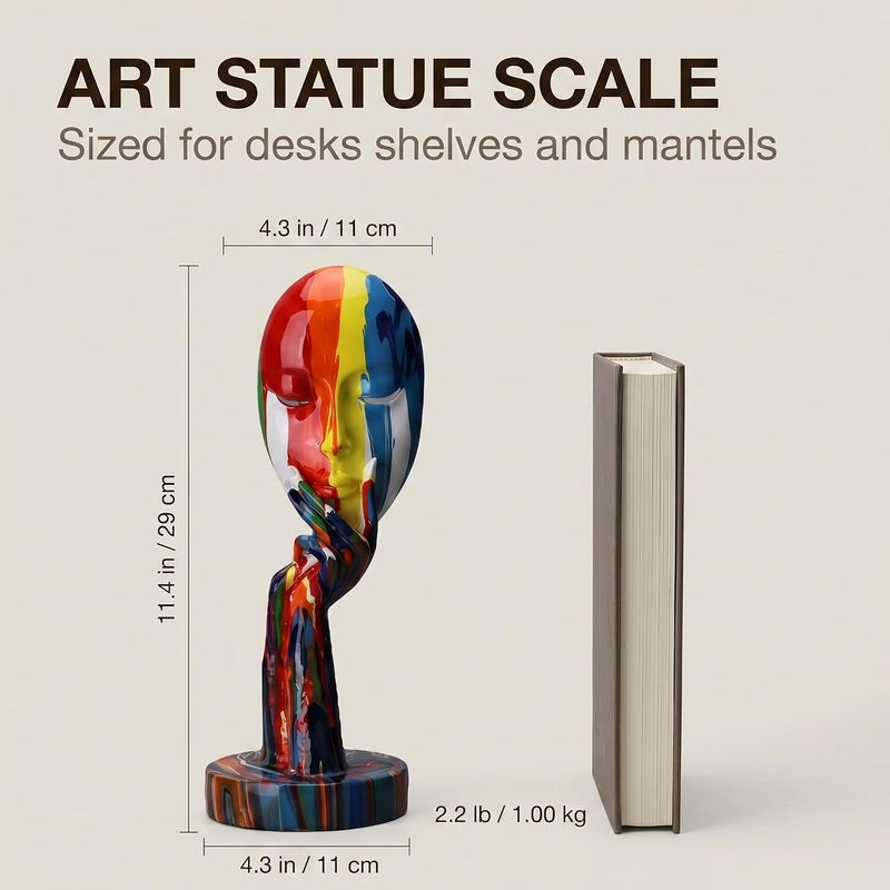 suruim Luxury Colorful Feminine Decor Modern Sculptures Thinker Statue Abstract Art Home Decor Decorative Living Room Contemporary Center Table Shelf Decor (Small 11.8x4.3x4.3in) - Image 2