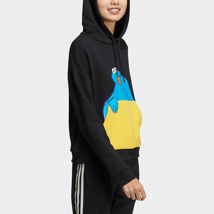 Adidas (WMNS) adidas X Sesame Street Pocket Hoodie 'Black' - Image 3