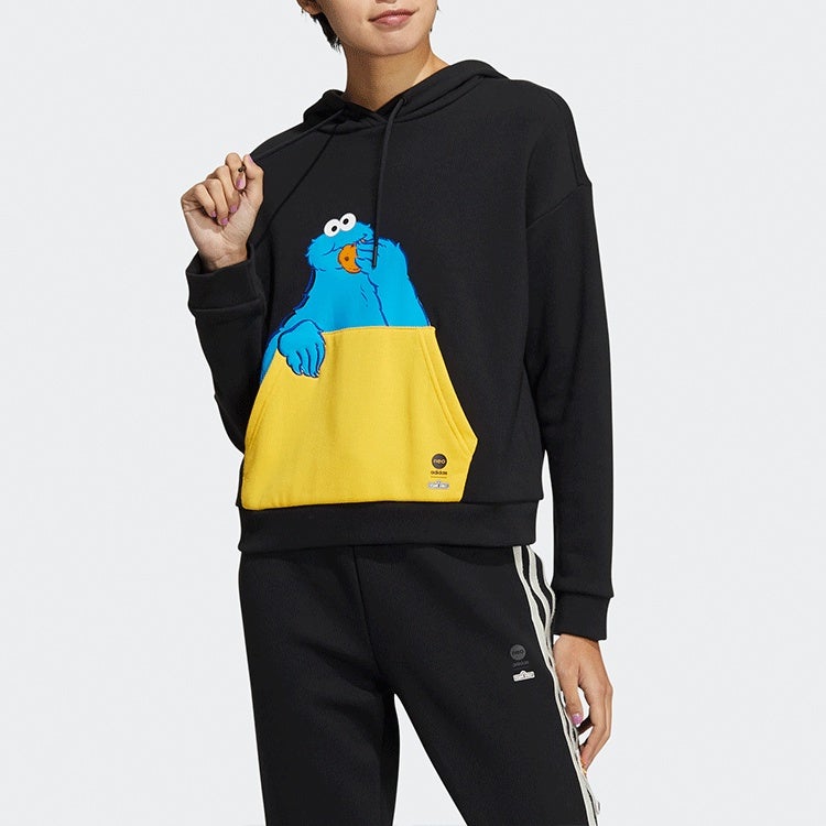 Adidas (WMNS) adidas X Sesame Street Pocket Hoodie 'Black' - Image 1