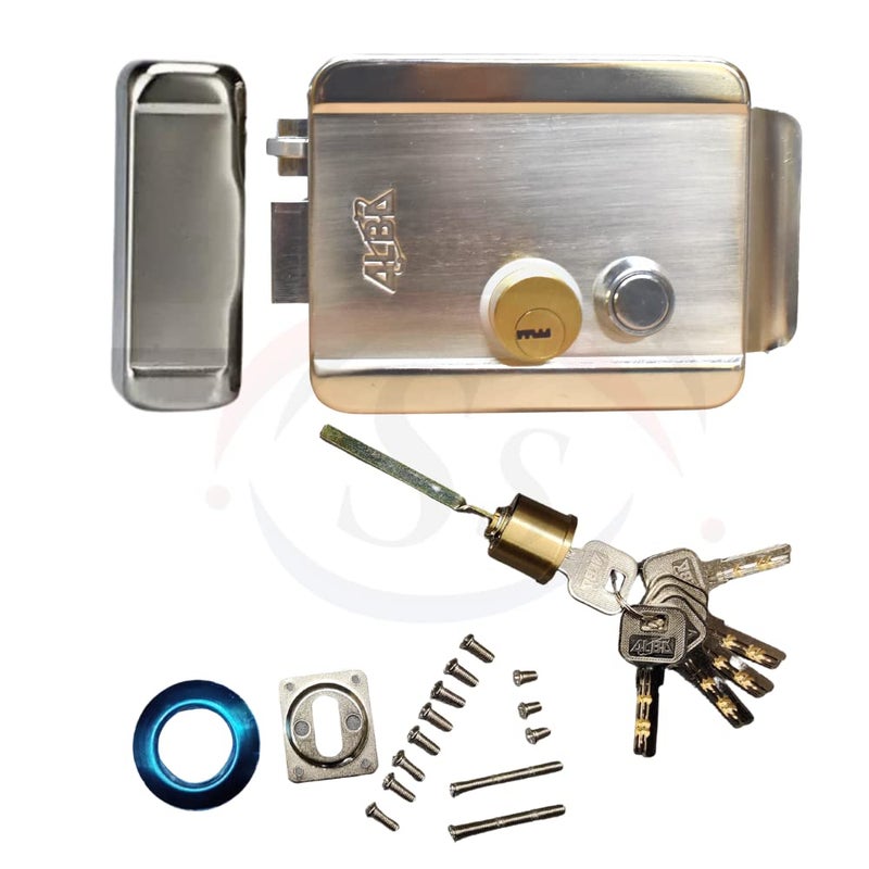 OldArc AlbaStyle Electronic Door Lock 6 Anti Theft Keys Stainless Steel Electric Rim Lock for Main Home Door Wood Iron Gate Lock with Reversible Bolt Free Mode VDP Door Phone Electric Lock - Image 1