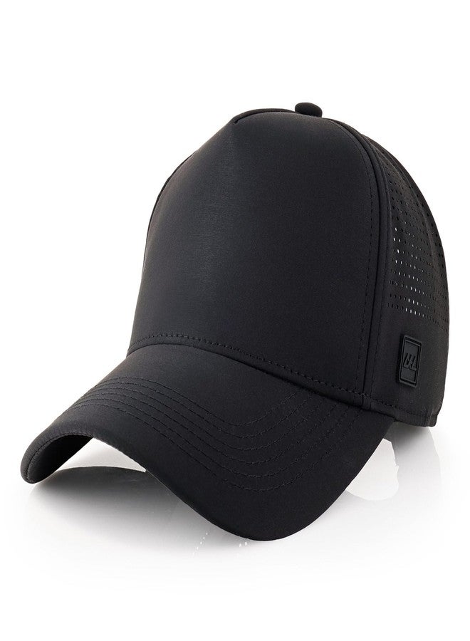 CHOK.LIDS Waterproof Ball Cap Cooling Mesh Running Baseball Cap Breathable Quick Dry Outdoor Sport Fitted Hat for Men Women (Black) - Image 1