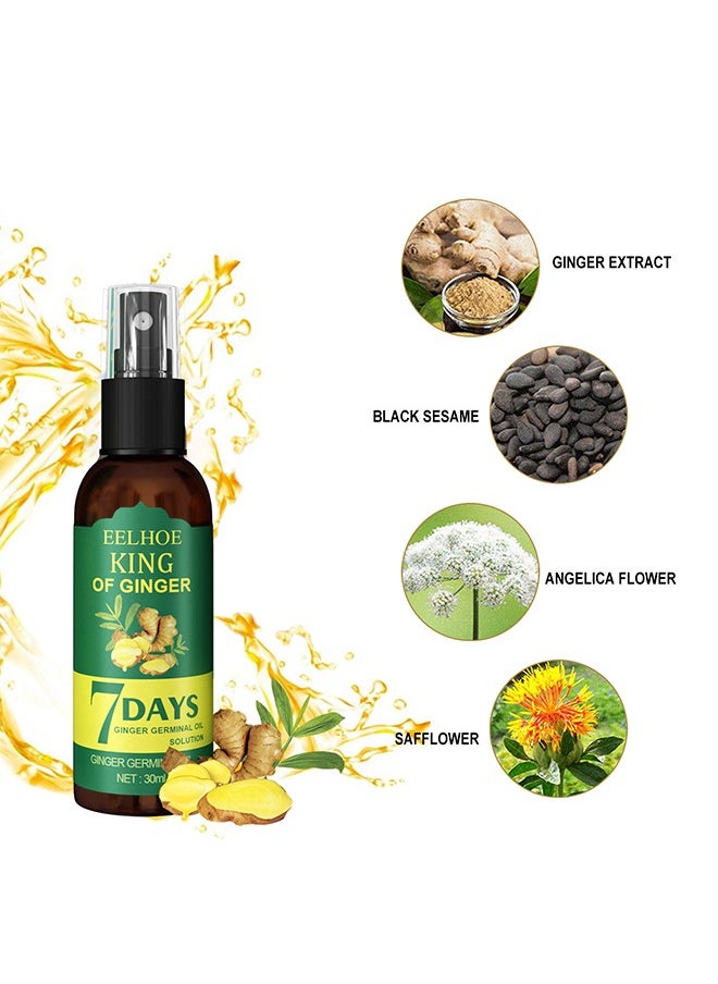 EELHOE - Ginger Hair Growth Spray, Rapid Growth Hair Treatment 7 Day Hair Growth Serum Essence Oil Regrow, Ginger Essential Oil Stop Hair Loss Hair, Thinning Treatment Hair Growth Oil For Women & Men 30ML - Image 1