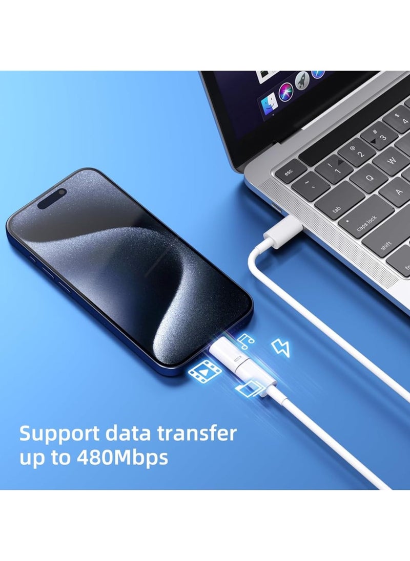 erorex - USB-C Male to Lightning Female Adapter, 3 Pack Type C to Lightning Connector with PD Fast Charging and Data Transfer for iPhone 15/15 Plus/15 Pro/15 Pro Max,iPad Air, White + Siliver + Black - Image 1