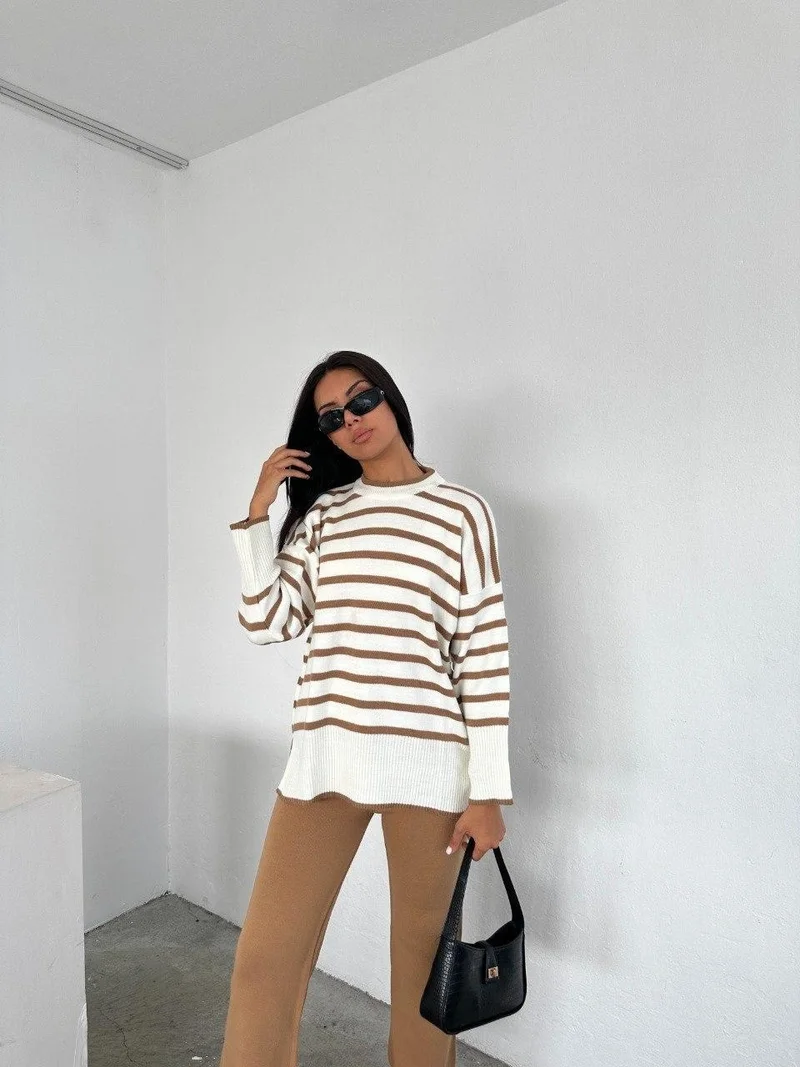 Ded Collection Women's Striped Side Slit Knit Tunic