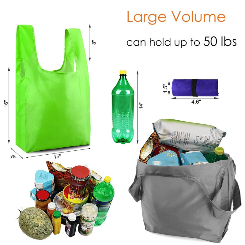 BeeGreen BeeGreen Colorful Reusable Grocery Bags 10 Pack Grocery Bags Reusable Shopping Bags Cloth Gift Bags Foldable Tote Bag Reusable Gift Bags Holiday Bags With Handles Heavy Duty Reusable Tote Bag - Image 2