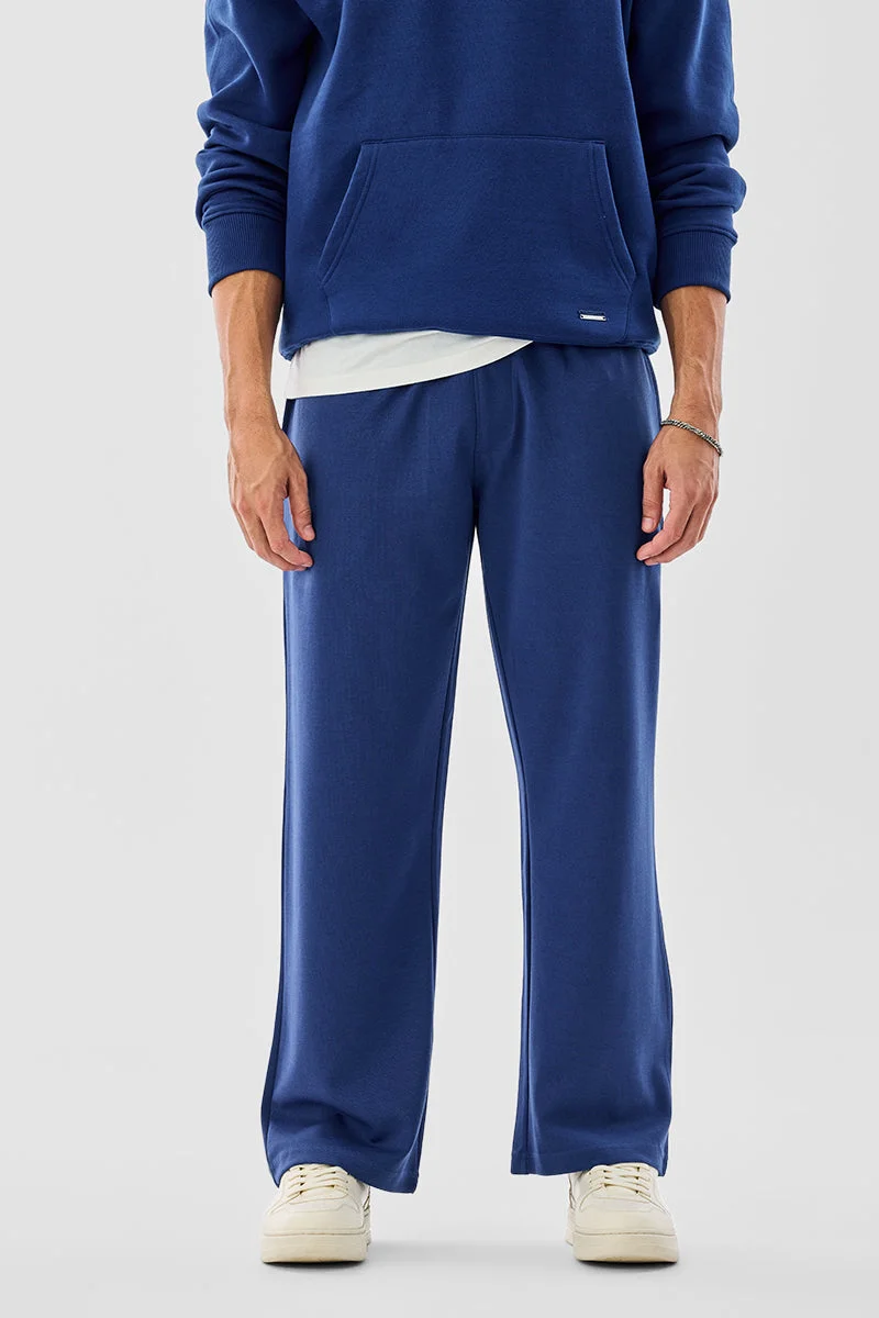 سنيتش Navy Solid Loose Fit Casual Trousers