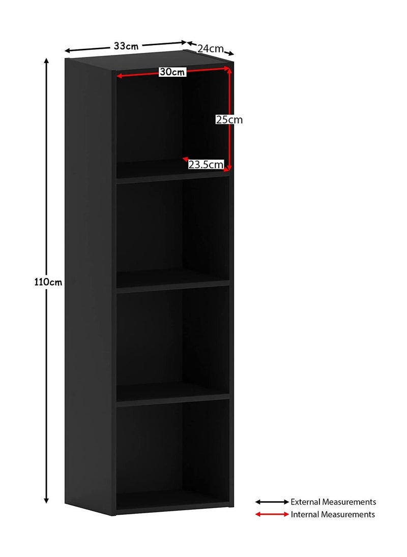 MODERN HOME - Bookcase and accessory Display Unit of wood 4Tier Black - Image 1