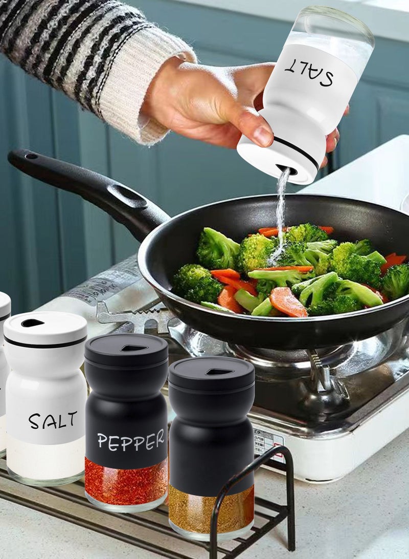 هومار كيت مجموعة هزازات الملح والفلفل، موزع ملح وفلفل من الفولاذ المقاوم للصدأ سعة 5 أونصات مع قاع زجاجي، هزازات ملح وفلفل لطيفة مع فرشاة وقمع لديكور المنزل الحديث للمطبخ، سهلة التعبئة - Image 3