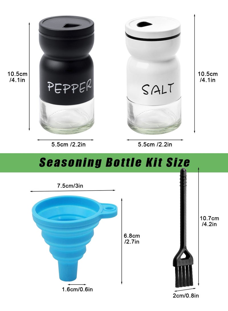 هومار كيت مجموعة هزازات الملح والفلفل، موزع ملح وفلفل من الفولاذ المقاوم للصدأ سعة 5 أونصات مع قاع زجاجي، هزازات ملح وفلفل لطيفة مع فرشاة وقمع لديكور المنزل الحديث للمطبخ، سهلة التعبئة - Image 4