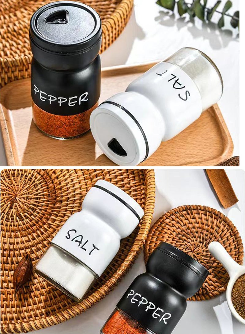 هومار كيت مجموعة هزازات الملح والفلفل، موزع ملح وفلفل من الفولاذ المقاوم للصدأ سعة 5 أونصات مع قاع زجاجي، هزازات ملح وفلفل لطيفة مع فرشاة وقمع لديكور المنزل الحديث للمطبخ، سهلة التعبئة - Image 5