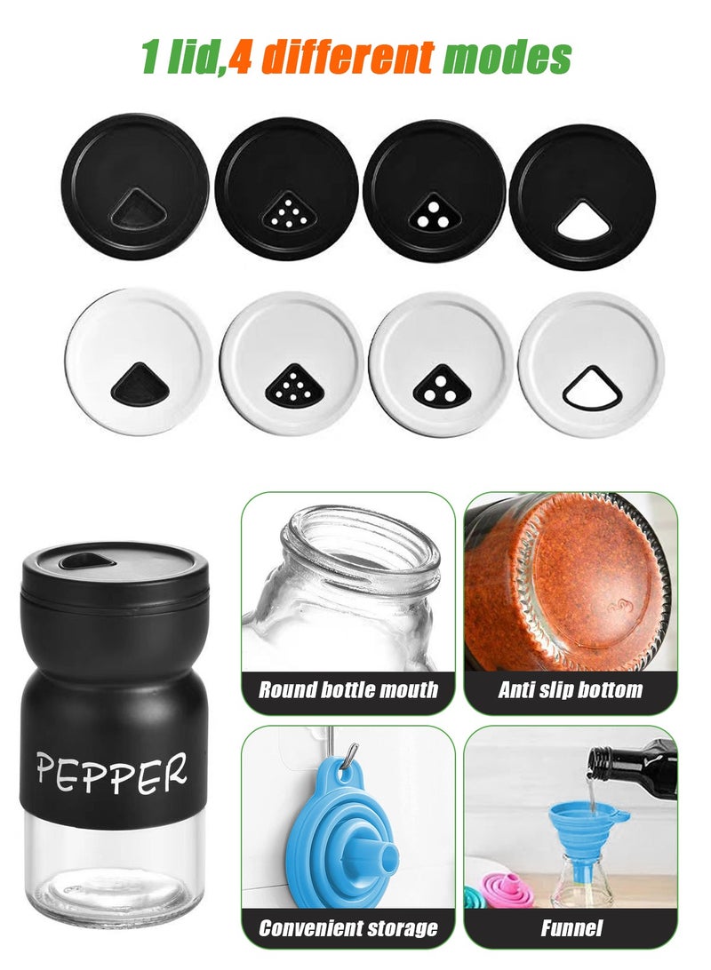 هومار كيت مجموعة هزازات الملح والفلفل، موزع ملح وفلفل من الفولاذ المقاوم للصدأ سعة 5 أونصات مع قاع زجاجي، هزازات ملح وفلفل لطيفة مع فرشاة وقمع لديكور المنزل الحديث للمطبخ، سهلة التعبئة - Image 2