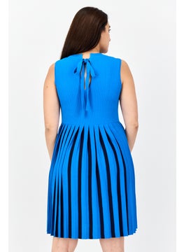 ESPRIT Women Pleated Casual Mini Dress, Blue  - Image 2