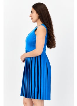 ESPRIT Women Pleated Casual Mini Dress, Blue  - Image 4