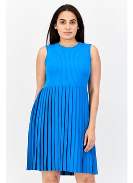 ESPRIT Women Pleated Casual Mini Dress, Blue  - Image 1