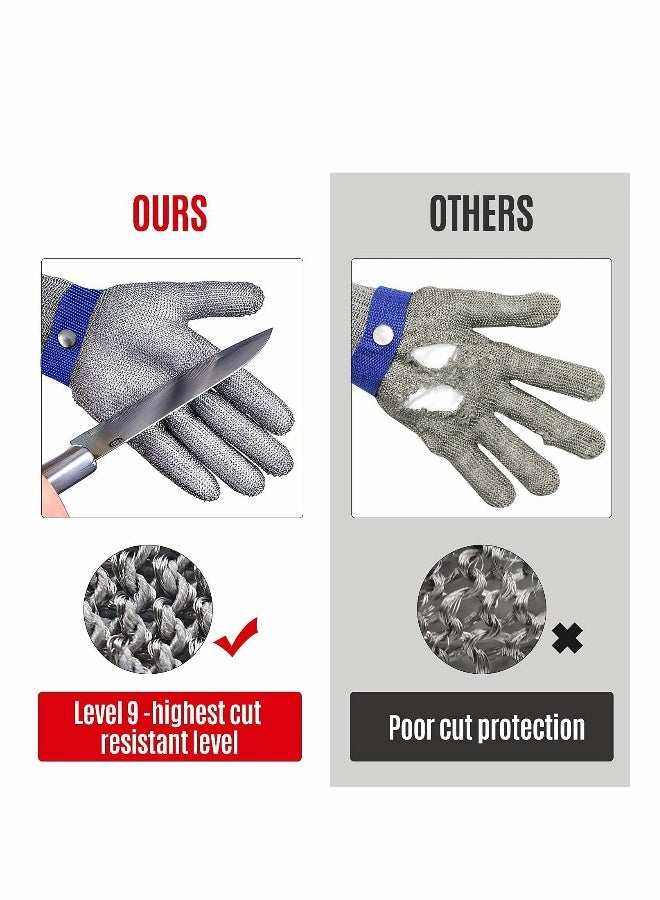 Cut Resistant Glove Level 9 Cutting Glove Stainless Steel Wire Mesh Metal Glove for Kitchen, Garden, Fishing, Durable Cut Glove for Men or Women (XL) - Image 3