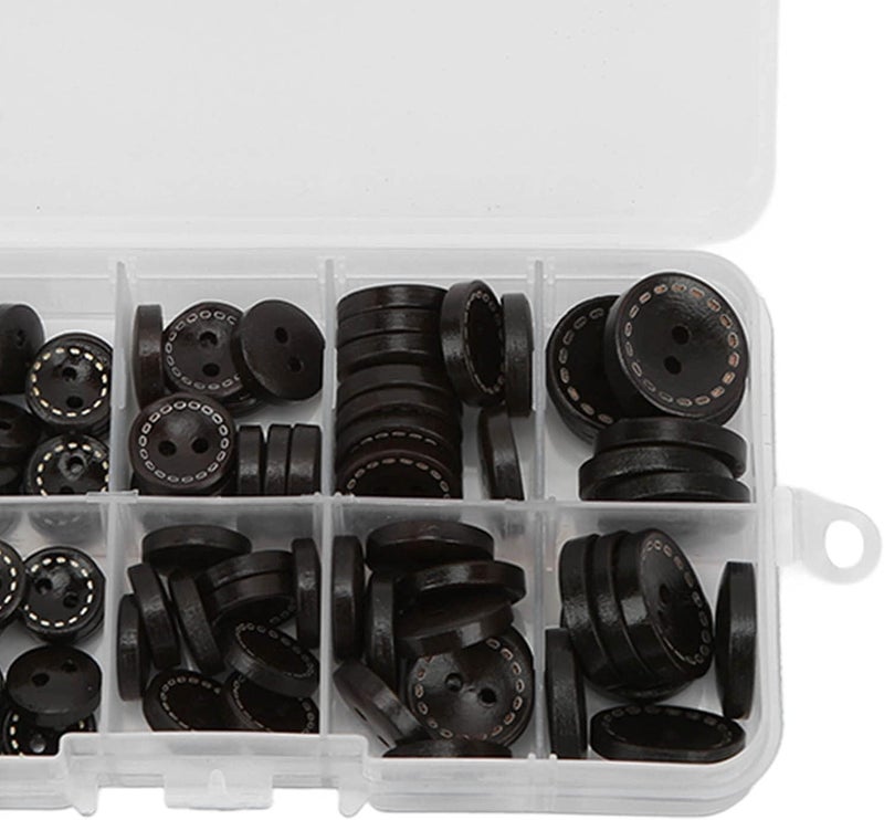 Wooden Buttons, Buttons for Crafts Wooden for Crafts 100Pcs Unique Design Durable Sturdy Safe Convenient Round Wood (Dark Brown) - Image 4