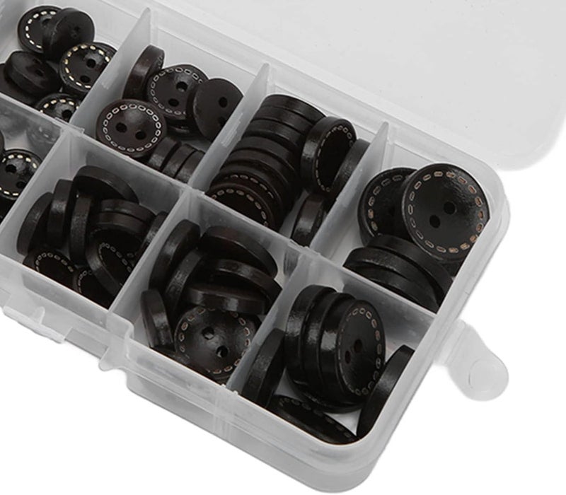 Wooden Buttons, Buttons for Crafts Wooden for Crafts 100Pcs Unique Design Durable Sturdy Safe Convenient Round Wood (Dark Brown) - Image 3