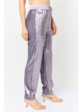 ESPRIT Women Regular Fit Straight Leg Squinted Jogger Pants, Purple  - Image 3