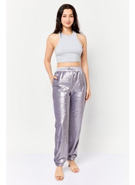ESPRIT Women Regular Fit Straight Leg Squinted Jogger Pants, Purple  - Image 4
