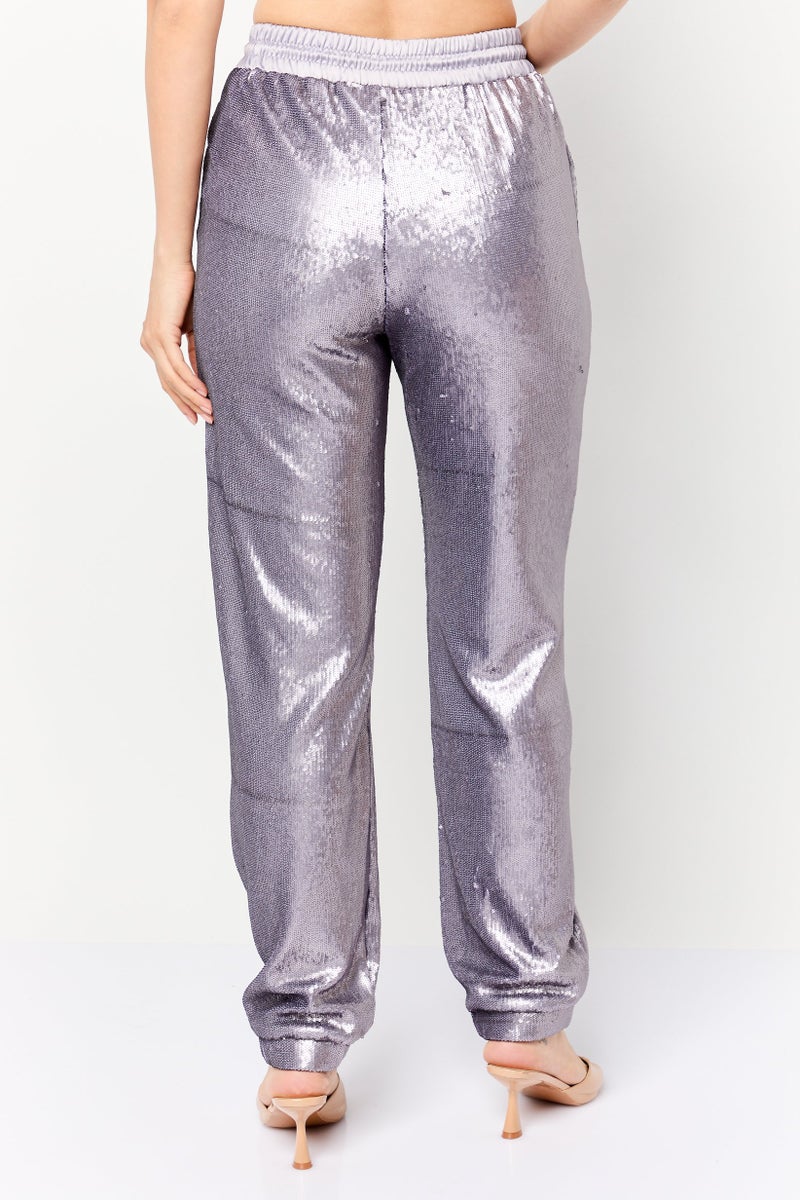 ESPRIT Women Regular Fit Straight Leg Squinted Jogger Pants, Purple - Image 2