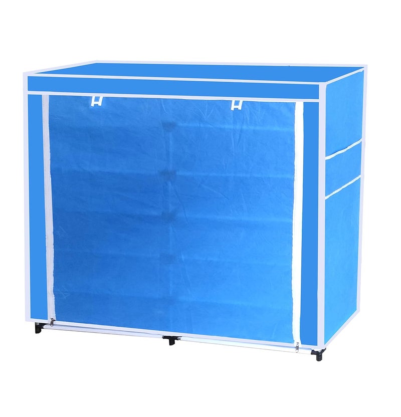 Whitecloud TRANSFORMING HOMES Whitecloud TRANSFORMING HOMES Collapsible Portable Foldable Wardrobe Storage Shelves Organizer for Clothes Racks Fabric Almirah Non Rustable Iron 12 Layer Blue Storage Unit  - Image 4