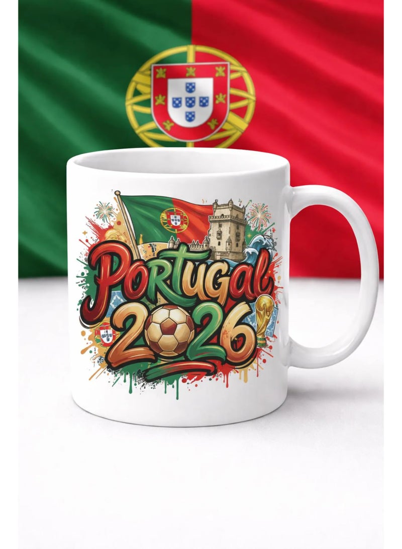 Portugal 2026 World Cup Commemorative White Ceramic Coffee Mug