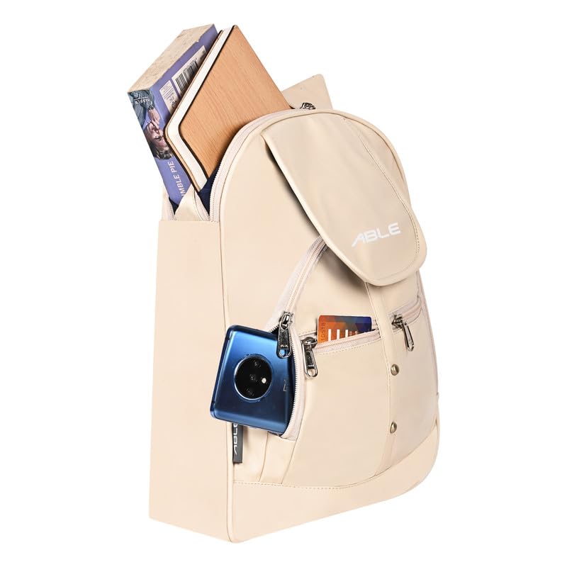 ABLEÂ® Wave Backpack for Womens,Girls,Kids,Female. Pu Leatherette Fabric Travelling Outdoor, Picnic,School, College Office Work Casual Daily use Backpack.(Off White) - Image 4
