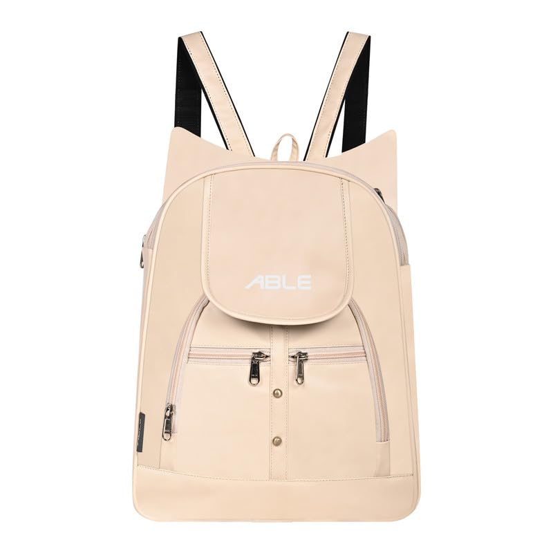 ABLEÂ® Wave Backpack for Womens,Girls,Kids,Female. Pu Leatherette Fabric Travelling Outdoor, Picnic,School, College Office Work Casual Daily use Backpack.(Off White) - Image 1
