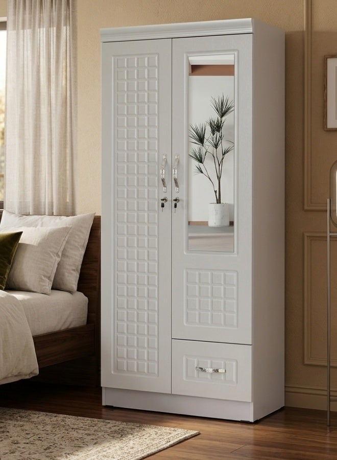 SULSHA Compact 2 Door Wooden Wardrobe Cabinet Cupboard Engineered Wood Perfect Modern Stylish Heavy Duty With Mirror - Image 1