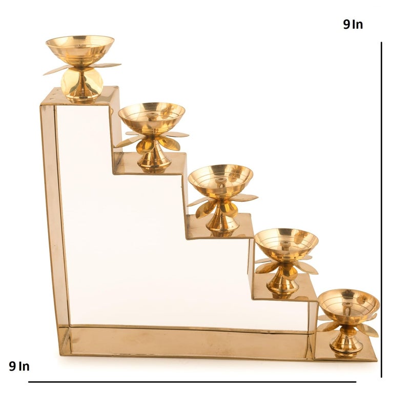 ServDharm 5 Steps Decorative Brass Diya for Puja Gifting - Image 5