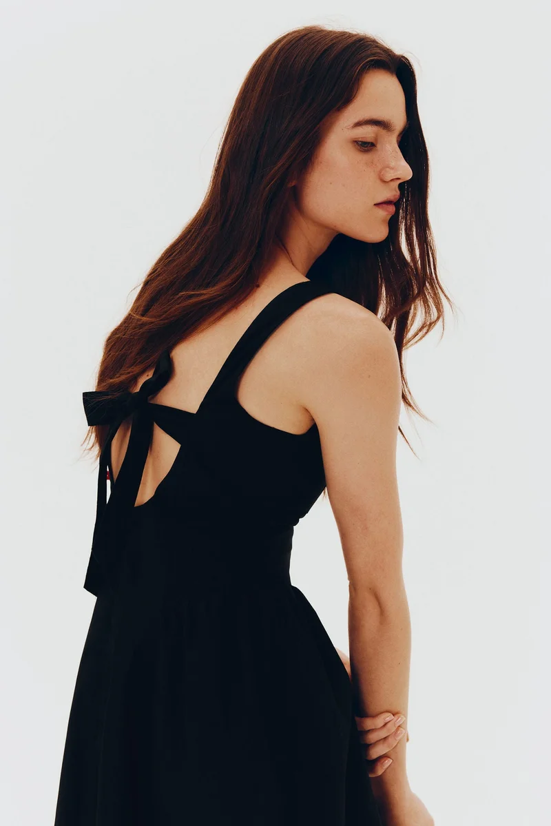 H&M Tie-back poplin dress