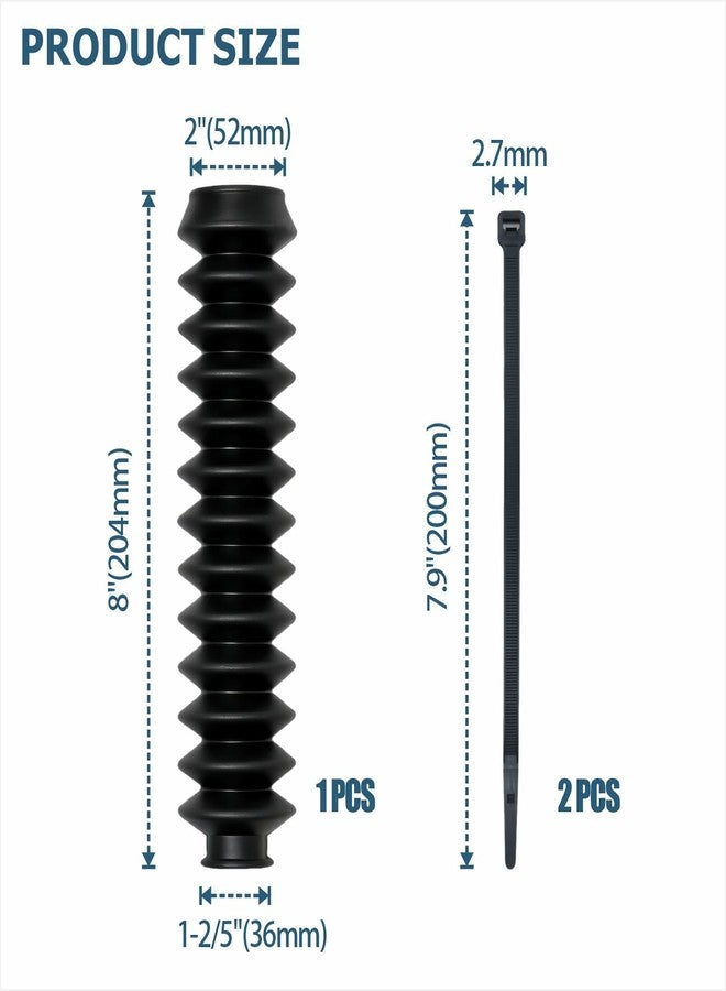 asdmm Marine Steering Cable Boot - Rubber Cable Seal Cover with 2" Entrance & 1 2/5" Exit Opening for Boat Steering Systems, 8" Long, 1 Sets - Image 2