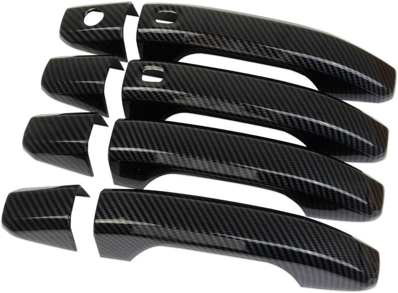 Fewshaw Carbon Fiber Style Side Door Handles Trim Cover for 2019-2023 GMC Sierra/Chevrolet Silverado 1500 2500 3500HD (with Buttons) - Image 3