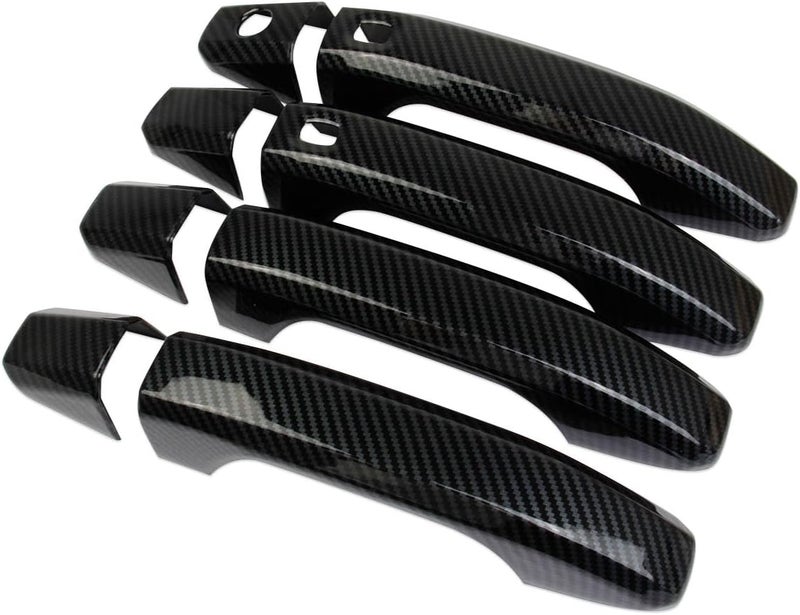 Fewshaw Carbon Fiber Style Side Door Handles Trim Cover for 2019-2023 GMC Sierra/Chevrolet Silverado 1500 2500 3500HD (with Buttons) - Image 4