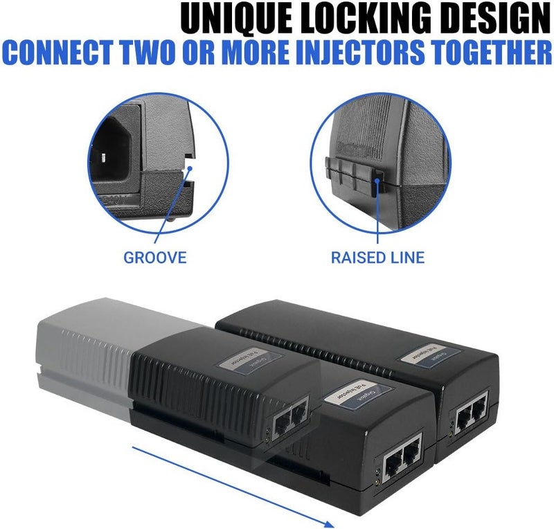BV 60W PoE++ Injector, -Tech Gigabit Power Over Ethernet Adapter | 802.3af/at/bt Compliant | Plug & Play, Up to 325ft | Ideal for IP Cameras, Access Points, VoIP Phones - Image 3
