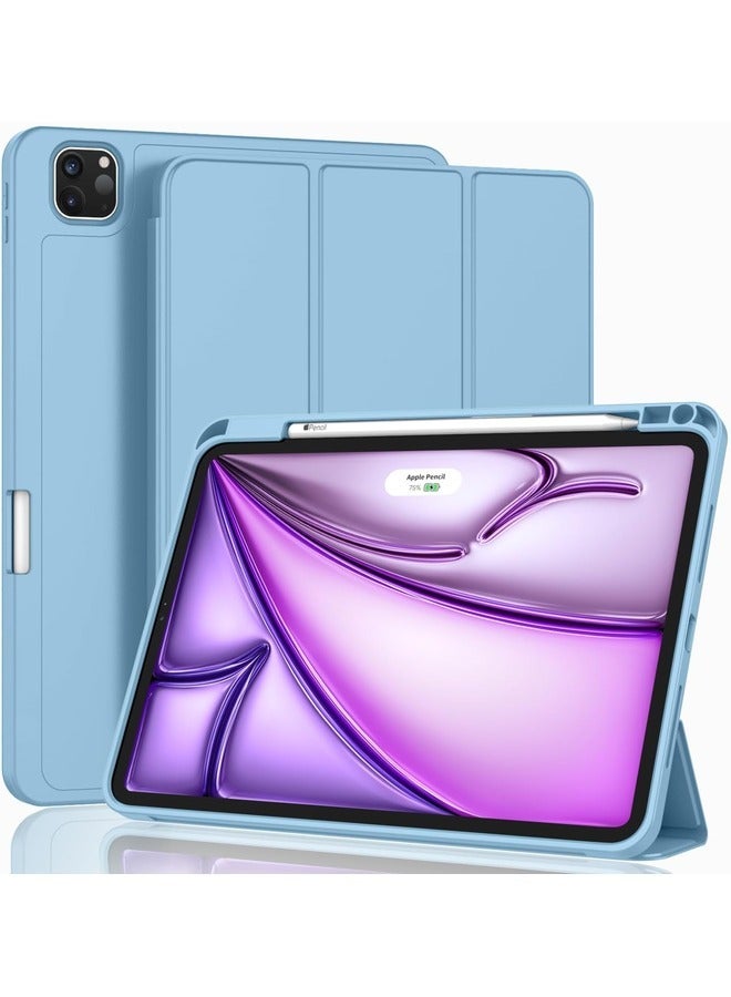 ELTRAZONE Azure Blue iPad Air 13-Inch M2 (2024) Case with Pencil Holder – Smart Case with Auto Wake/Sleep, Touch ID Support, and USB-C Pencil Compatibility - Image 1