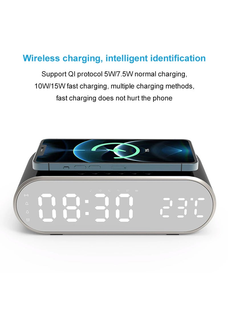 Sharpdo - Multifunctional 3 in 1 Smart Desktop Alarm Clock with Wireless Charging Function for Mobile Phone, Digital Clock/Alarm/Thermometer/Calendar - Image 1