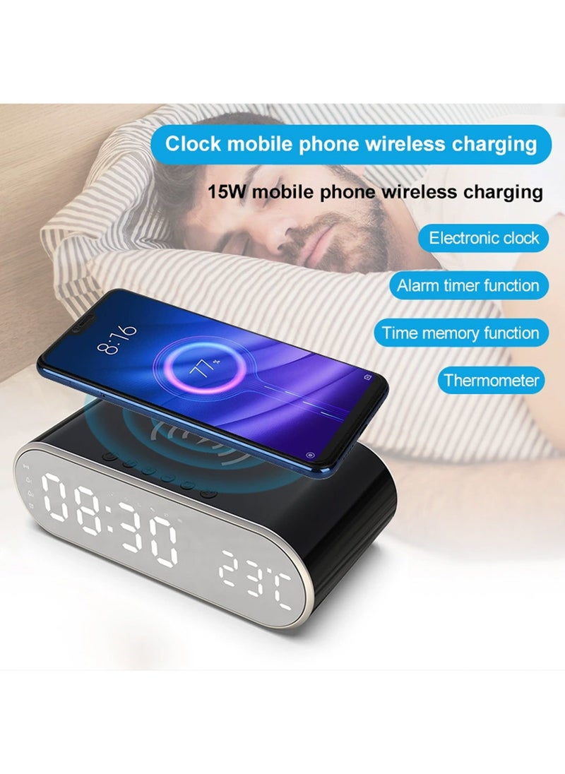 Sharpdo - Multifunctional 3 in 1 Smart Desktop Alarm Clock with Wireless Charging Function for Mobile Phone, Digital Clock/Alarm/Thermometer/Calendar - Image 1