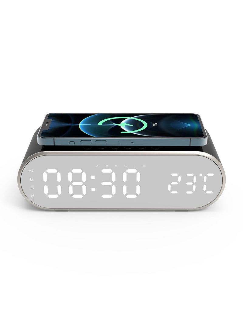 Sharpdo - Multifunctional 3 in 1 Smart Desktop Alarm Clock with Wireless Charging Function for Mobile Phone, Digital Clock/Alarm/Thermometer/Calendar - Image 1