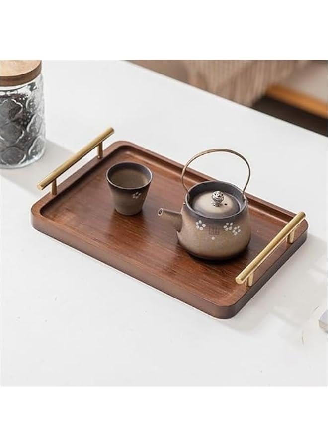 Serving Tray,Bamboo Tray with Gold Handles, Food Tray for Breakfast,Coffee Table,Dinner & Bar, Decorative Tray for Kitchen, Bedroom (Small) - Image 1