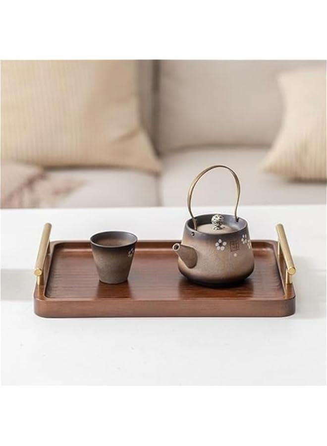 Serving Tray,Bamboo Tray with Gold Handles, Food Tray for Breakfast,Coffee Table,Dinner & Bar, Decorative Tray for Kitchen, Bedroom (Small) - Image 2