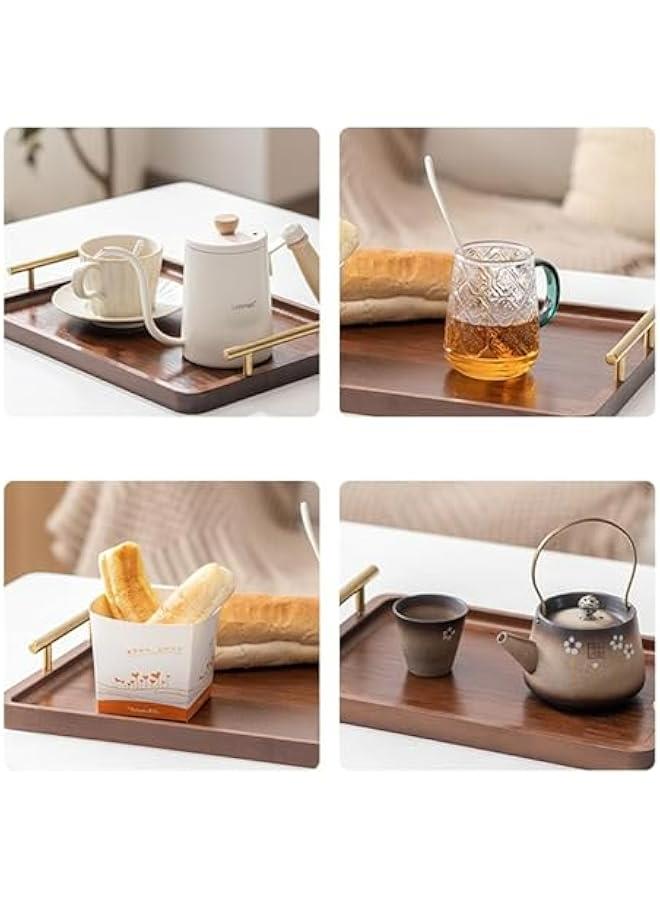Serving Tray,Bamboo Tray with Gold Handles, Food Tray for Breakfast,Coffee Table,Dinner & Bar, Decorative Tray for Kitchen, Bedroom (Small) - Image 3