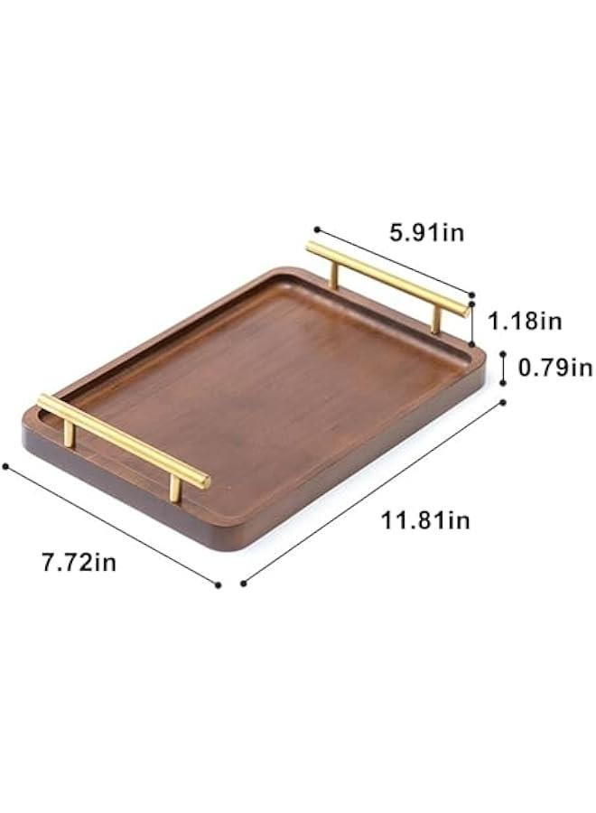 Serving Tray,Bamboo Tray with Gold Handles, Food Tray for Breakfast,Coffee Table,Dinner & Bar, Decorative Tray for Kitchen, Bedroom (Small) - Image 4